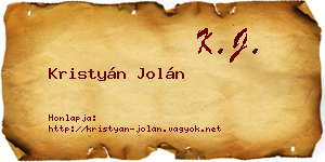 Kristyán Jolán névjegykártya