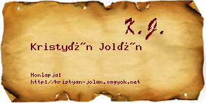 Kristyán Jolán névjegykártya